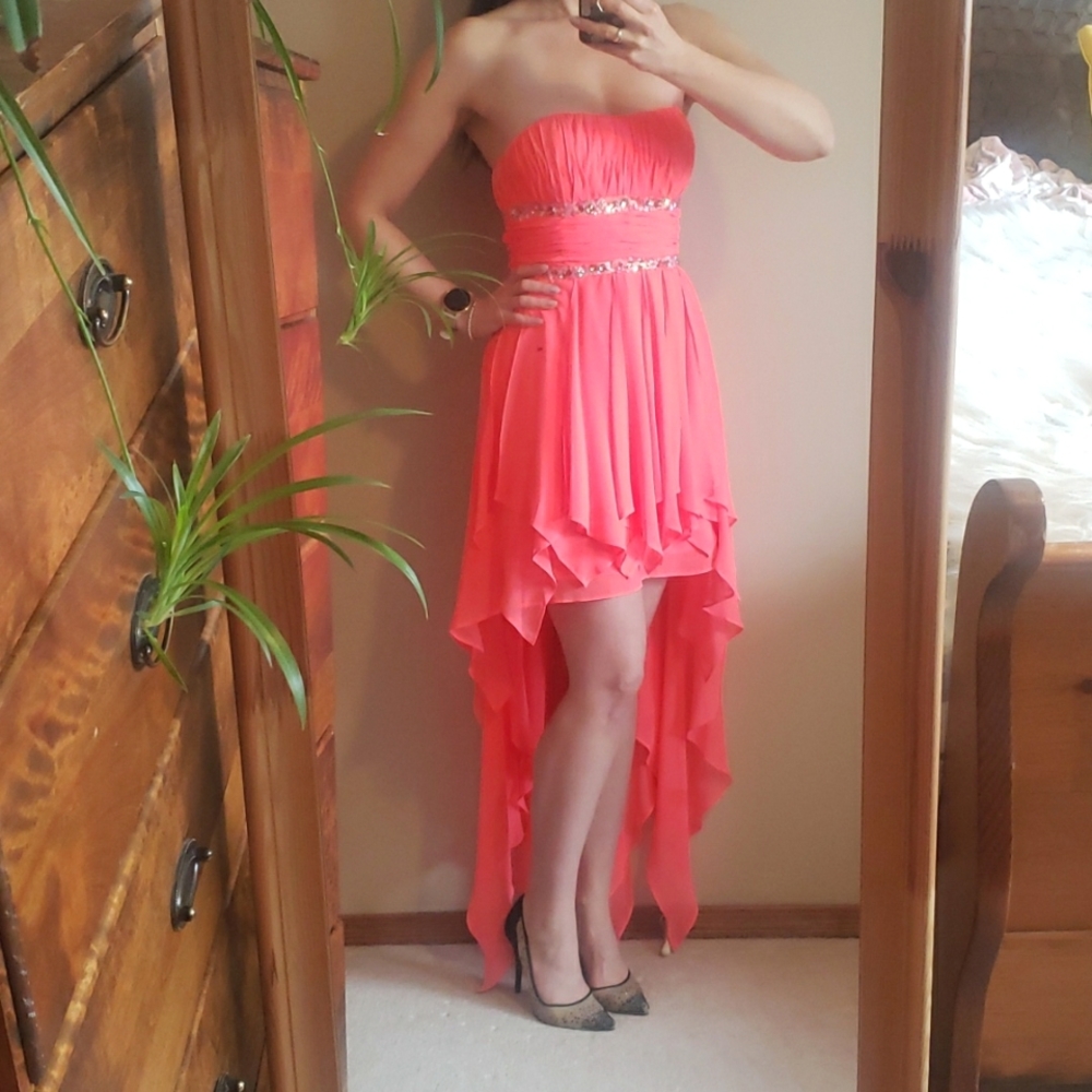 Strapless high low beach dress, size 5/6